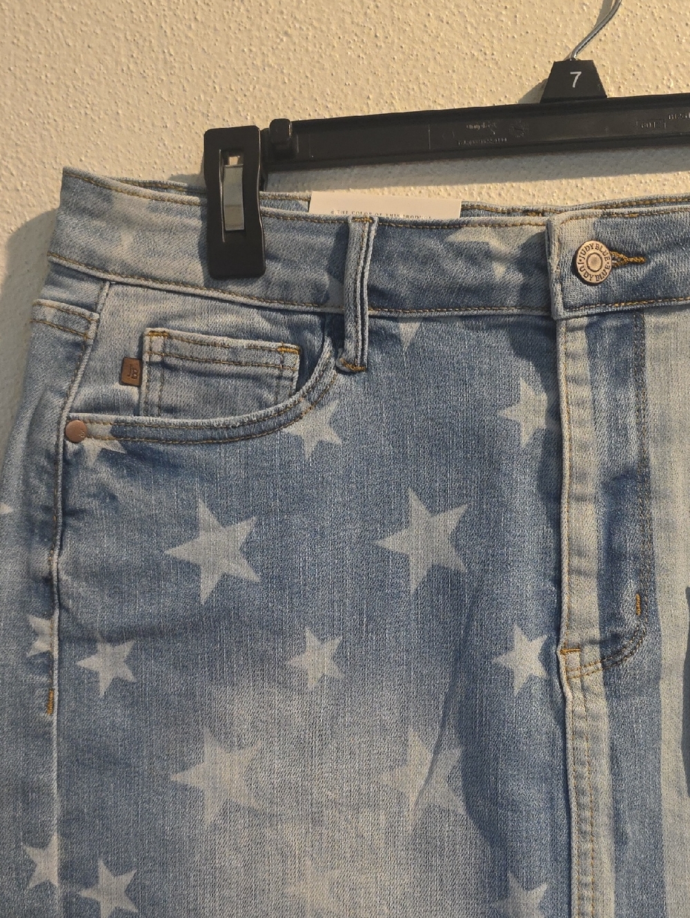 Judy Blue High Rise Medium Wash Stars and Stripes Denim Skirt - Picture 3 of 10